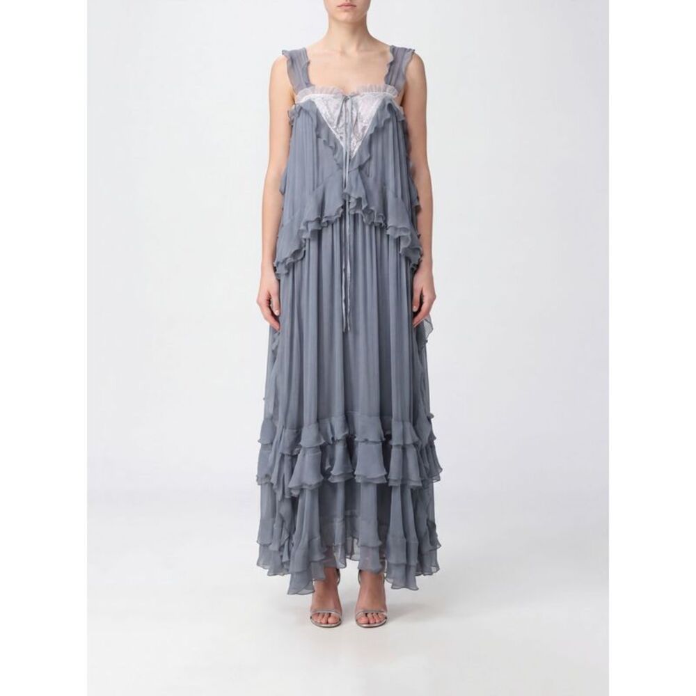 Chloe Women Long Ceremony Gown Chloe In Organic Silk With Lace Inserts